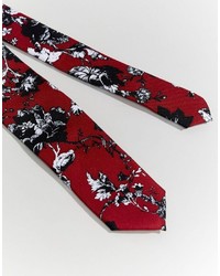 Cravate à fleurs rouge Asos