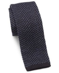 Cravate à motif zigzag bleu marine