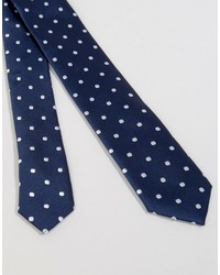 Cravate á pois bleu marine Reclaimed Vintage