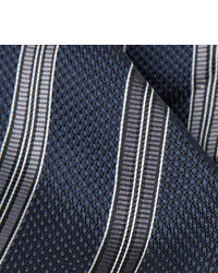 Cravate à rayures horizontales bleu marine et blanc Tom Ford
