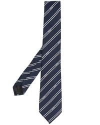 Cravate à rayures horizontales bleu marine et blanc Moschino