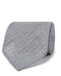 Cravate à rayures horizontales bleu marine et blanc Rubinacci