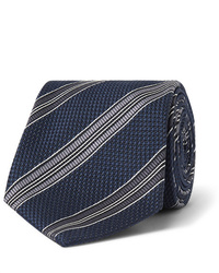 Cravate à rayures horizontales bleu marine et blanc Tom Ford