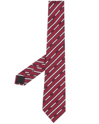 Cravate à rayures horizontales bordeaux Moschino