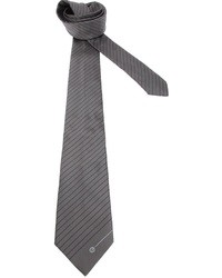Cravate à rayures horizontales gris foncé Giorgio Armani