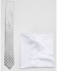 Cravate à rayures horizontales grise Asos