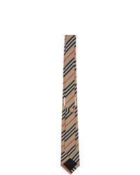 Cravate à rayures horizontales marron clair Burberry