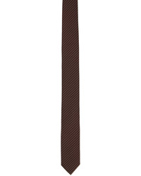 Cravate à rayures horizontales marron foncé Hugo