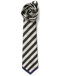 Cravate à rayures horizontales noire et blanche Valentino
