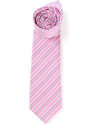 Cravate à rayures horizontales rose Gucci
