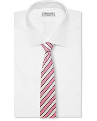 Cravate à rayures horizontales rose Richard James