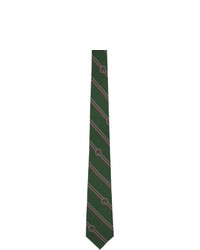 Cravate à rayures horizontales vert foncé Gucci