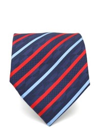 Cravate à rayures verticales blanc et rouge et bleu marine