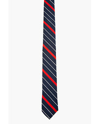 Cravate à rayures verticales blanc et rouge et bleu marine Thom Browne