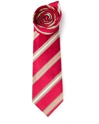 Cravate à rayures verticales blanc et rouge Kiton