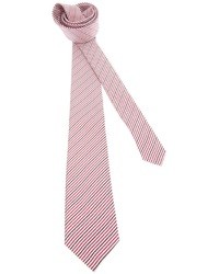 Cravate à rayures verticales blanc et rouge Saint Laurent