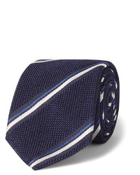 Cravate à rayures verticales bleu marine et blanc Canali