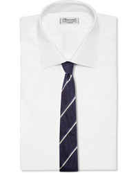 Cravate à rayures verticales bleu marine et blanc Canali