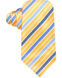 Cravate à rayures verticales bleu marine et jaune