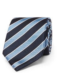 Cravate à rayures verticales bleu marine Hugo Boss