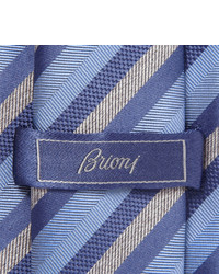 Cravate à rayures verticales bleue Brioni