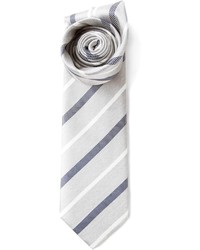 Cravate à rayures verticales grise Brioni
