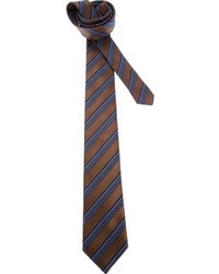 Cravate à rayures verticales marron foncé Ermenegildo Zegna