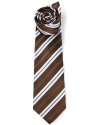 Cravate à rayures verticales marron foncé Kiton