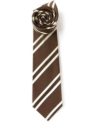 Cravate à rayures verticales marron Kiton