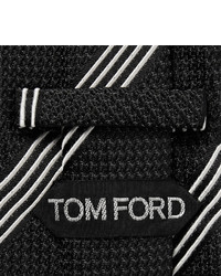 Cravate à rayures verticales noire et blanche Tom Ford