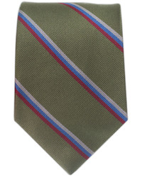 Cravate à rayures verticales olive