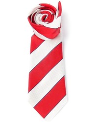 Cravate à rayures verticales rouge et blanc Paul Smith