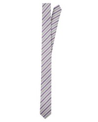 Cravate à rayures verticales violet clair Calvin Klein