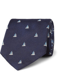 Cravate brodée bleu marine Alfred Dunhill