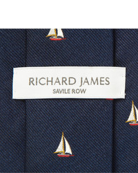Cravate brodée bleu marine Richard James