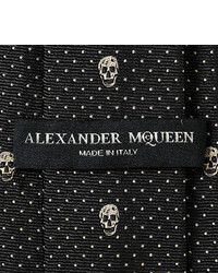 Cravate brodée bleu marine Alexander McQueen