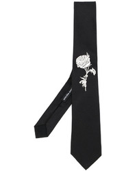 Cravate brodée noire Alexander McQueen
