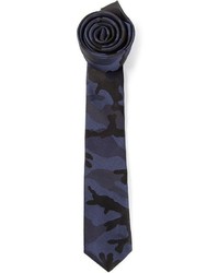 Cravate camouflage bleu marine Valentino