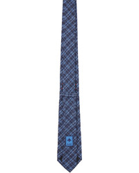 Cravate en laine à carreaux blanc et bleu Gucci