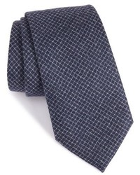 Cravate en laine à carreaux bleu marine