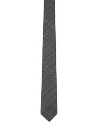 Cravate en laine à carreaux gris foncé