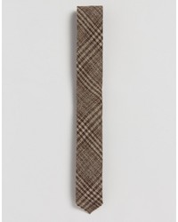 Cravate en laine à carreaux marron Asos