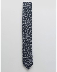 Cravate en laine à fleurs bleu marine