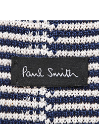 Cravate en laine à rayures horizontales blanc et bleu marine Paul Smith