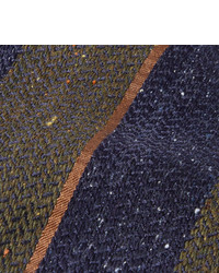 Cravate en laine à rayures horizontales bleu marine et vert Canali