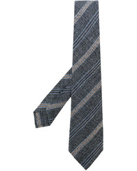 Cravate en laine à rayures horizontales gris foncé
