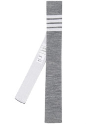 Cravate en laine à rayures horizontales grise Thom Browne
