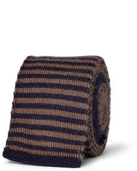 Cravate en laine à rayures horizontales marron foncé