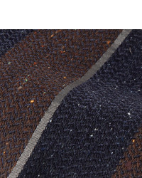 Cravate en laine à rayures horizontales marron foncé Canali
