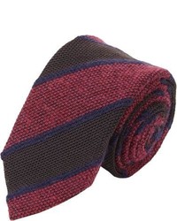 Cravate en laine à rayures verticales rouge et bleu marine